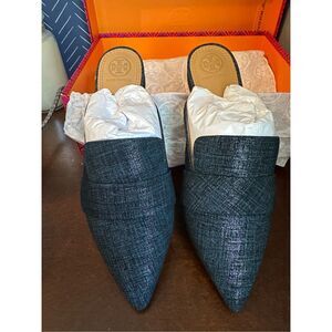 NEW TORY BURCH ROSALIND 20MM MULE PRINTED SUEDE - Blue